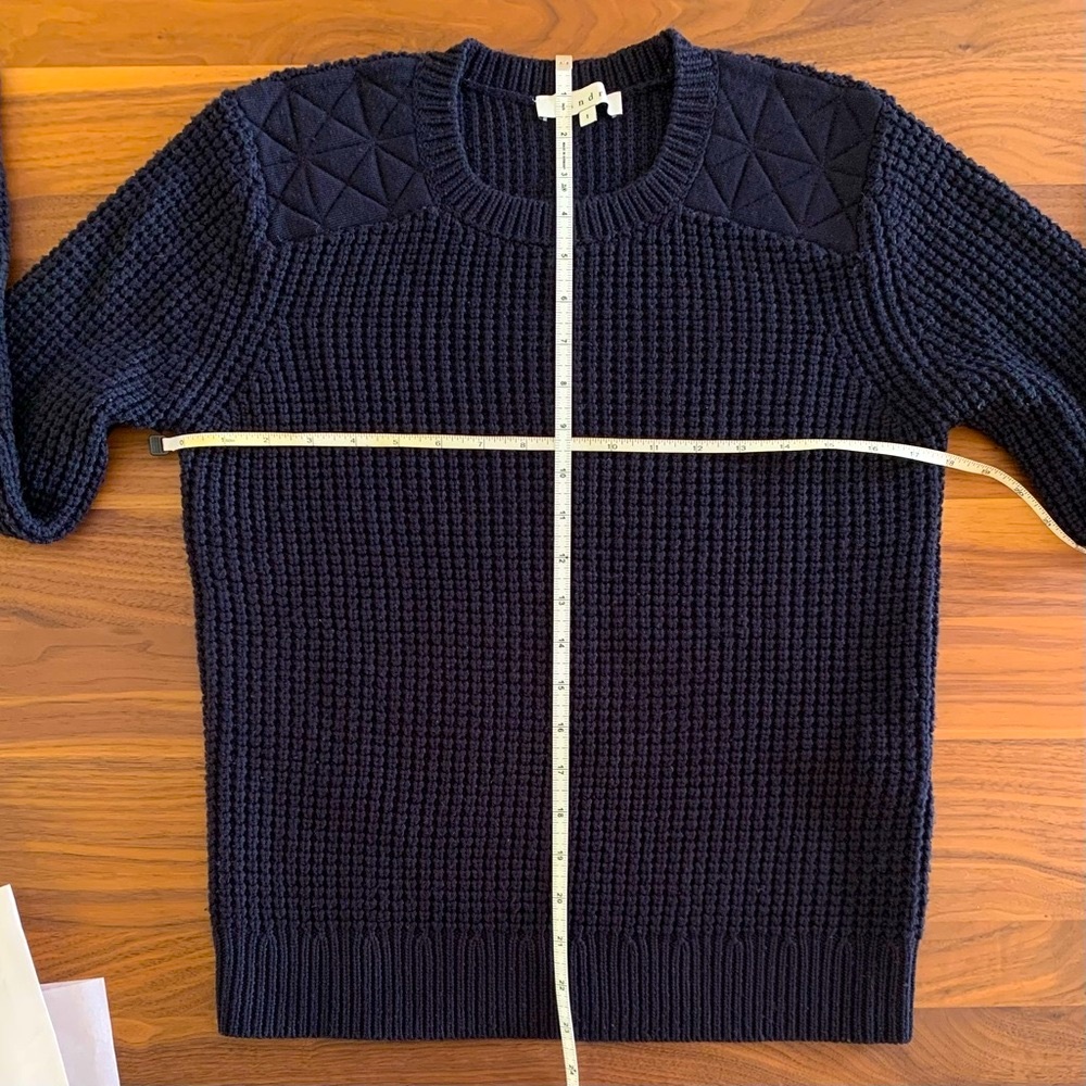 Sandro - Navy blue merino wool blend crew neck sweater - sz 1 - Picture 2 of 5